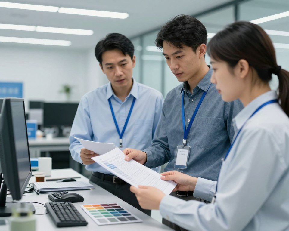 Technical support team providing material guidance