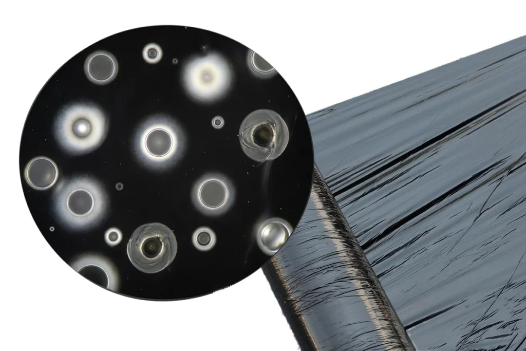 Microscopic and Macro View of Fish Eyes and Polymer Gel Defects on PE Film Surface
