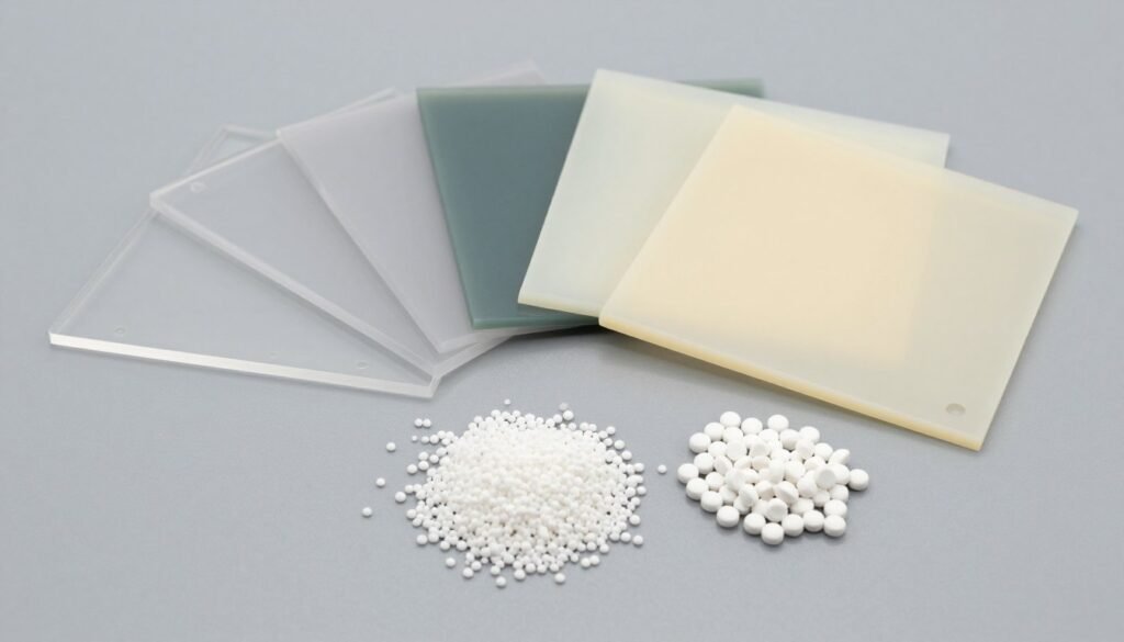 Different types of TPU materials showing polyester and polyether variants