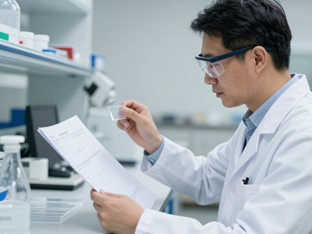 Engineer reviewing polyethylene material specifications
