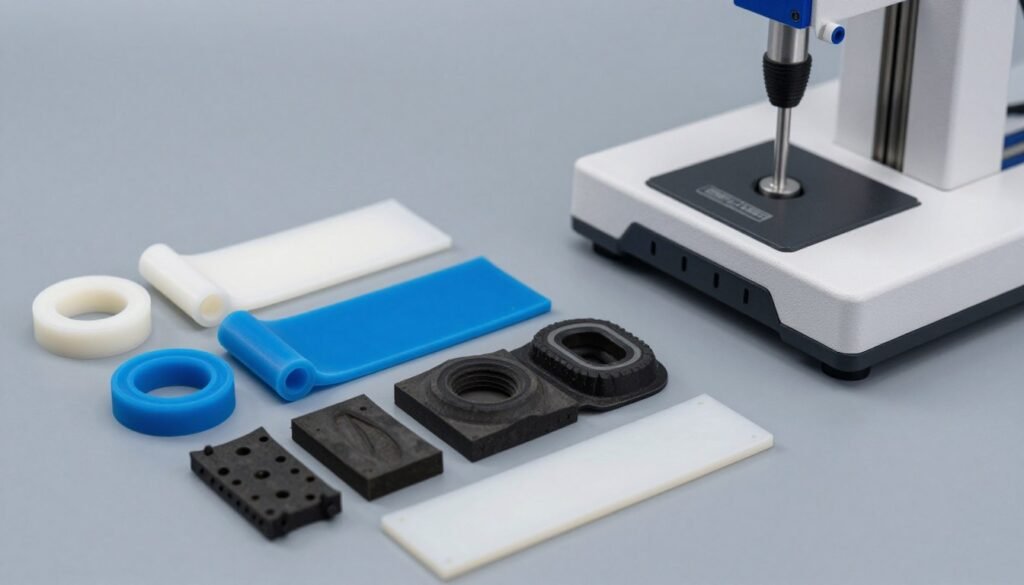 Material comparison samples showing TPU versus alternative elastomers