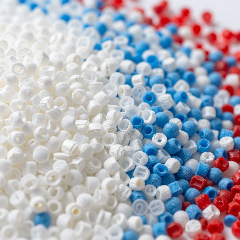 Polyethylene resin pellets in various colors