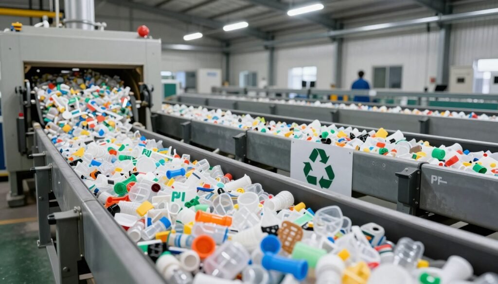 Recycling processes for polyethylene and polypropylene materials showing sustainability efforts