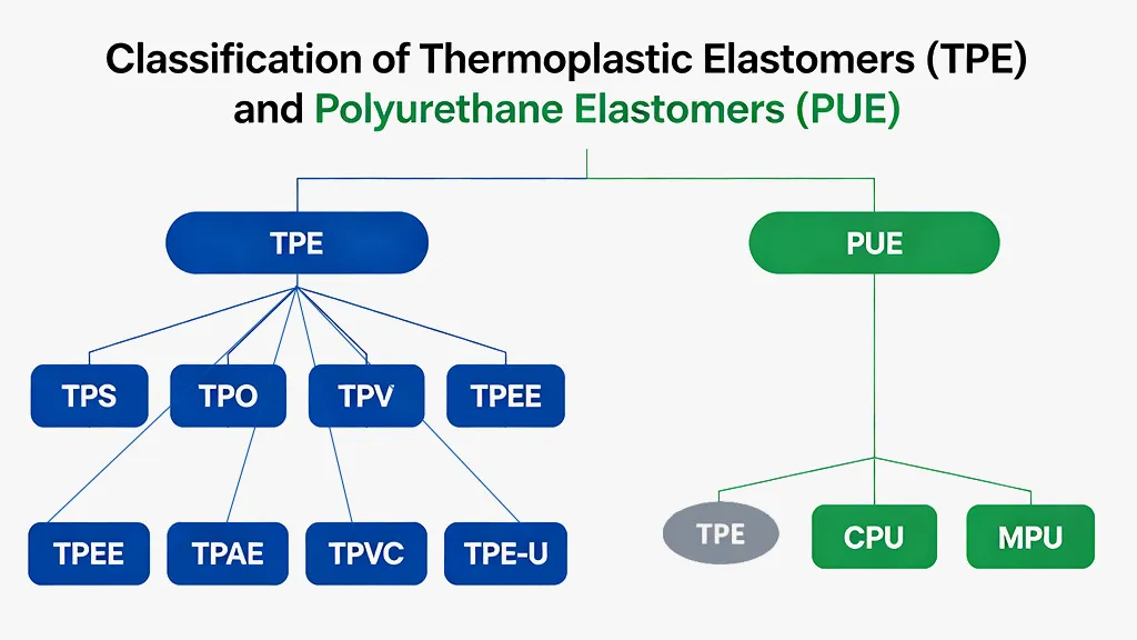 Classification diagram showing TPU position within thermoplastic elastomer family