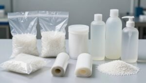 Various polyethylene plastic products and raw materials