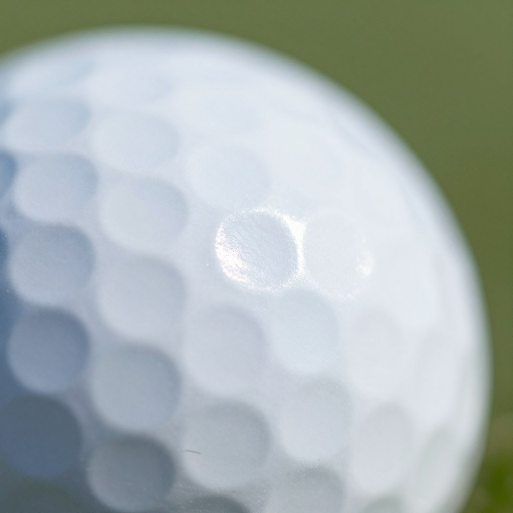 Close-up of PGA ball surface showing manufacturing quality