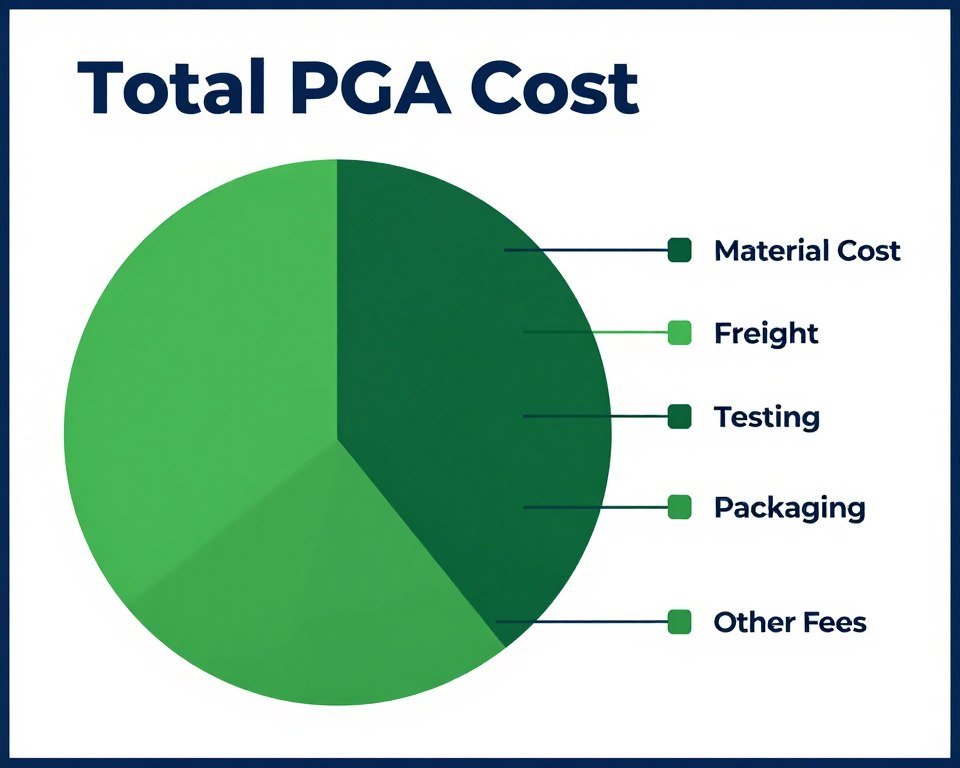 Cost breakdown analysis showing total cost components for PGA resin procurement