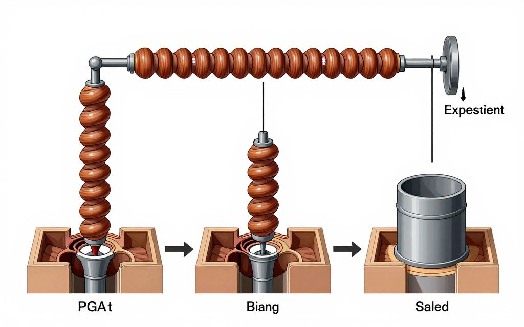 Diagram showing PGA knotted packer deployment sequence