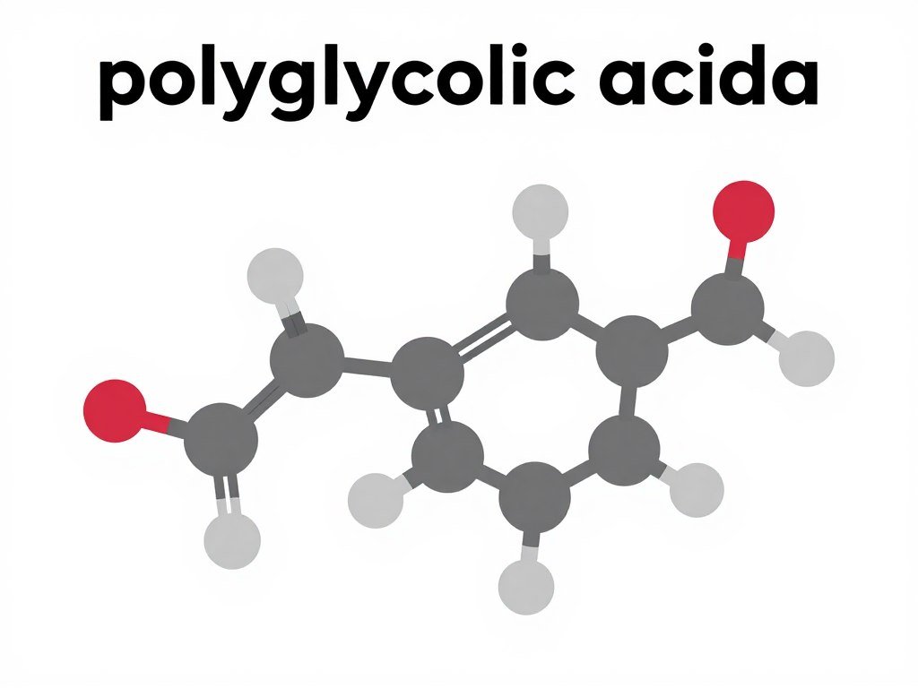 Molecular structure diagram of polyglycolic acid polymer showing chemical composition