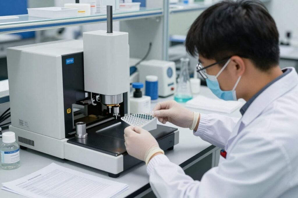 Quality control testing of PGA resin samples in laboratory