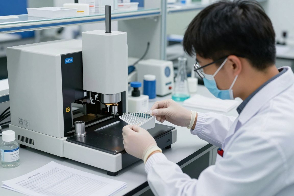 Quality control testing of PGA resin samples in laboratory