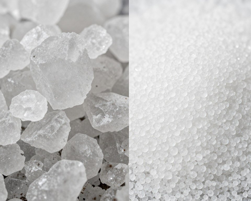 Rock salt particles used as traditional temporary plugging material compared to PGA