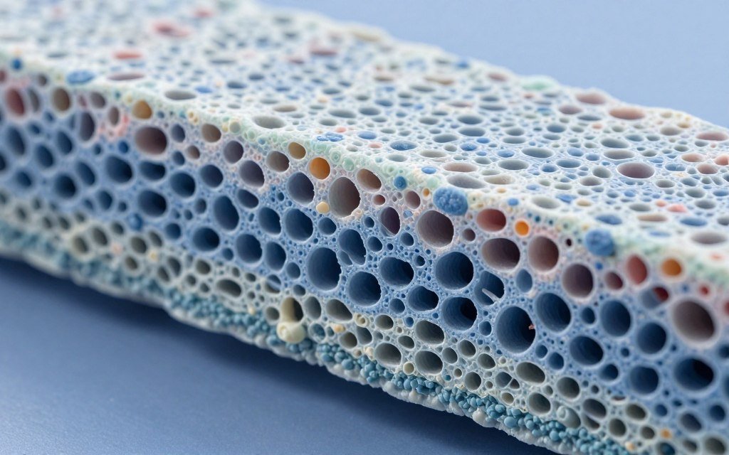 Tissue engineering scaffold made from PGA fibers under microscope