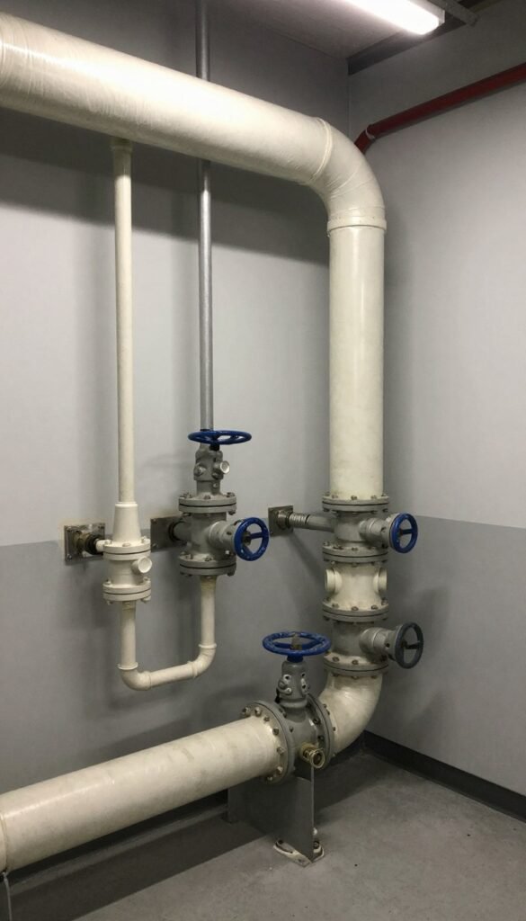Completed CPVC and PVC piping system in a facility