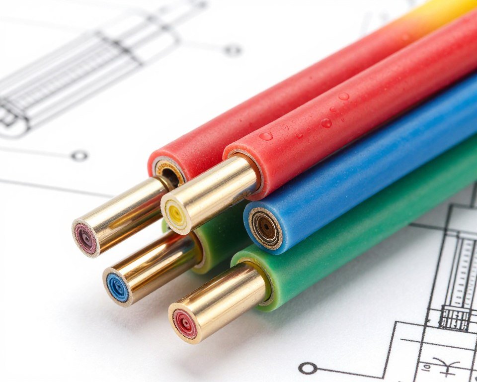 PVC electrical cable insulation showing cross-section and color-coded wires